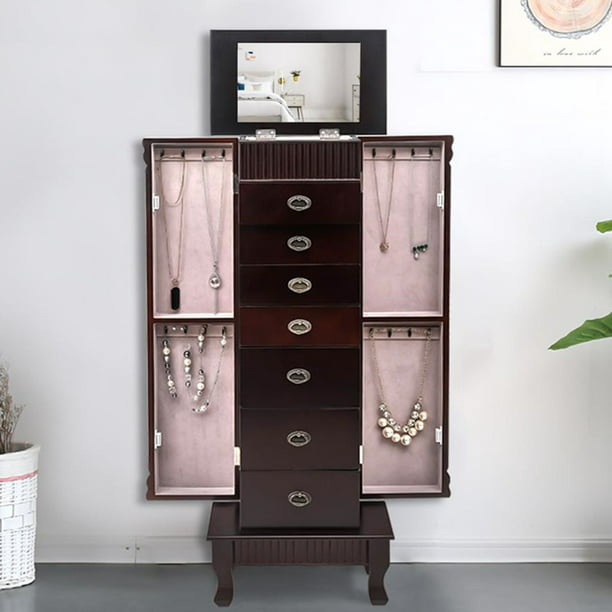 Jewelry Cabinet Armoire Large Box Organizer with Mirror Armoire Storage Home